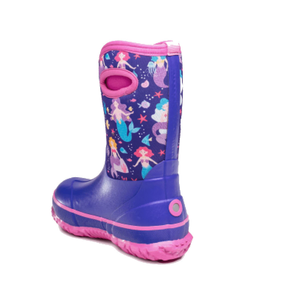 Child&#39;s colorful waterproof rain boot with fairy and butterfly design on a white background - Perfect Storm Cloud High Mermaids Purple Multi - Kids.