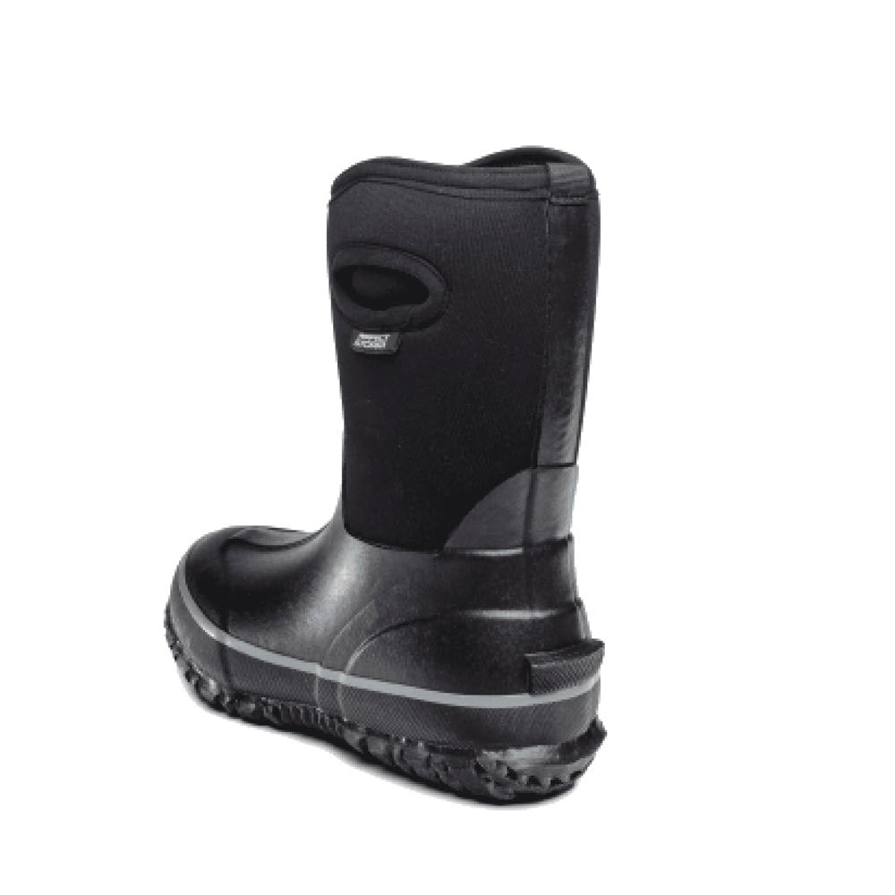 Perfect Storm Cloud Mid in black is a waterproof boot with a neoprene-covered, high-top shaft and rugged tread, featuring anti-microbial treatments.