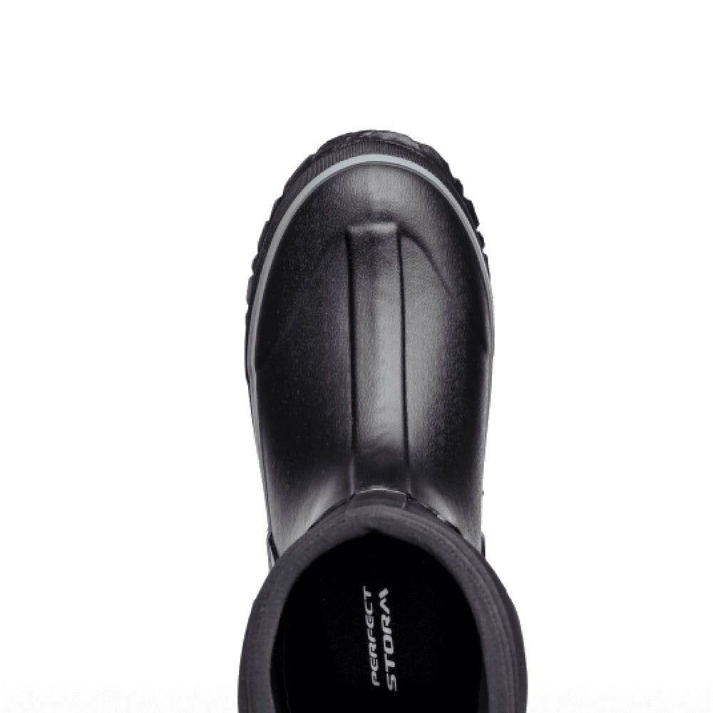 A PERFECT STORM CLOUD MID BLACK - WOMENS rubber boot against a white background.