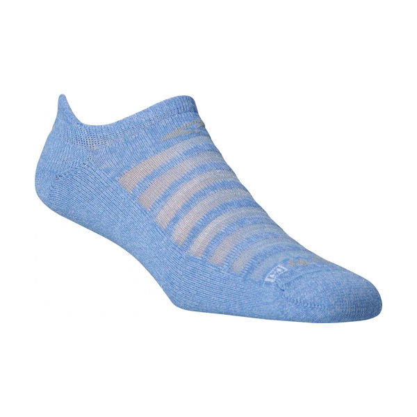 A Drymax ankle running sock with a horizontal stripe pattern and Sweat Removal system.