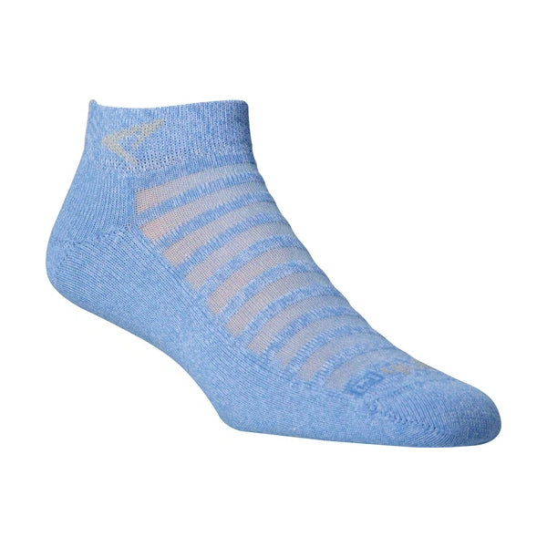 Drymax Running Lite Mesh Mini Crew Socks Sky Blue with horizontal stripe pattern.