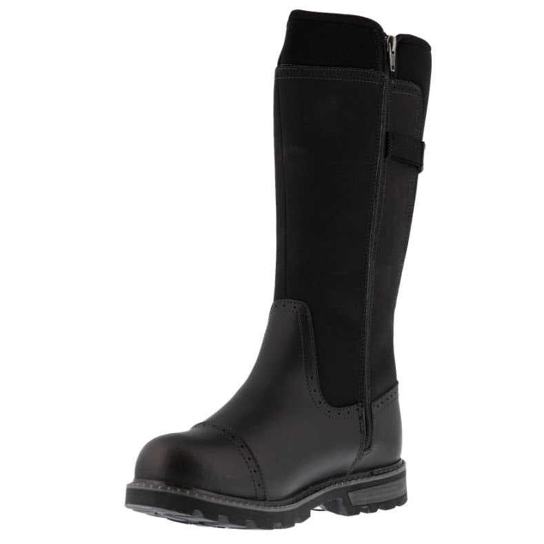 A waterproof leather, tall riding boot with a side zipper and elastic gusset by NexGrip.