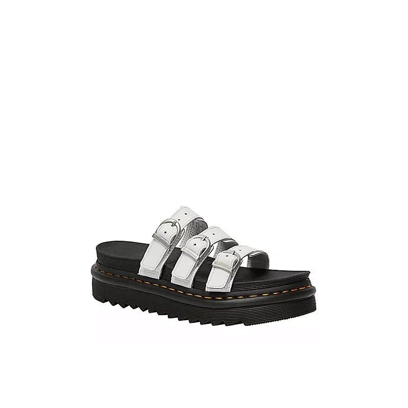 DR. MARTENS BLAIRE LEATHER SLIDE WHITE HYDRO - WOMENS
