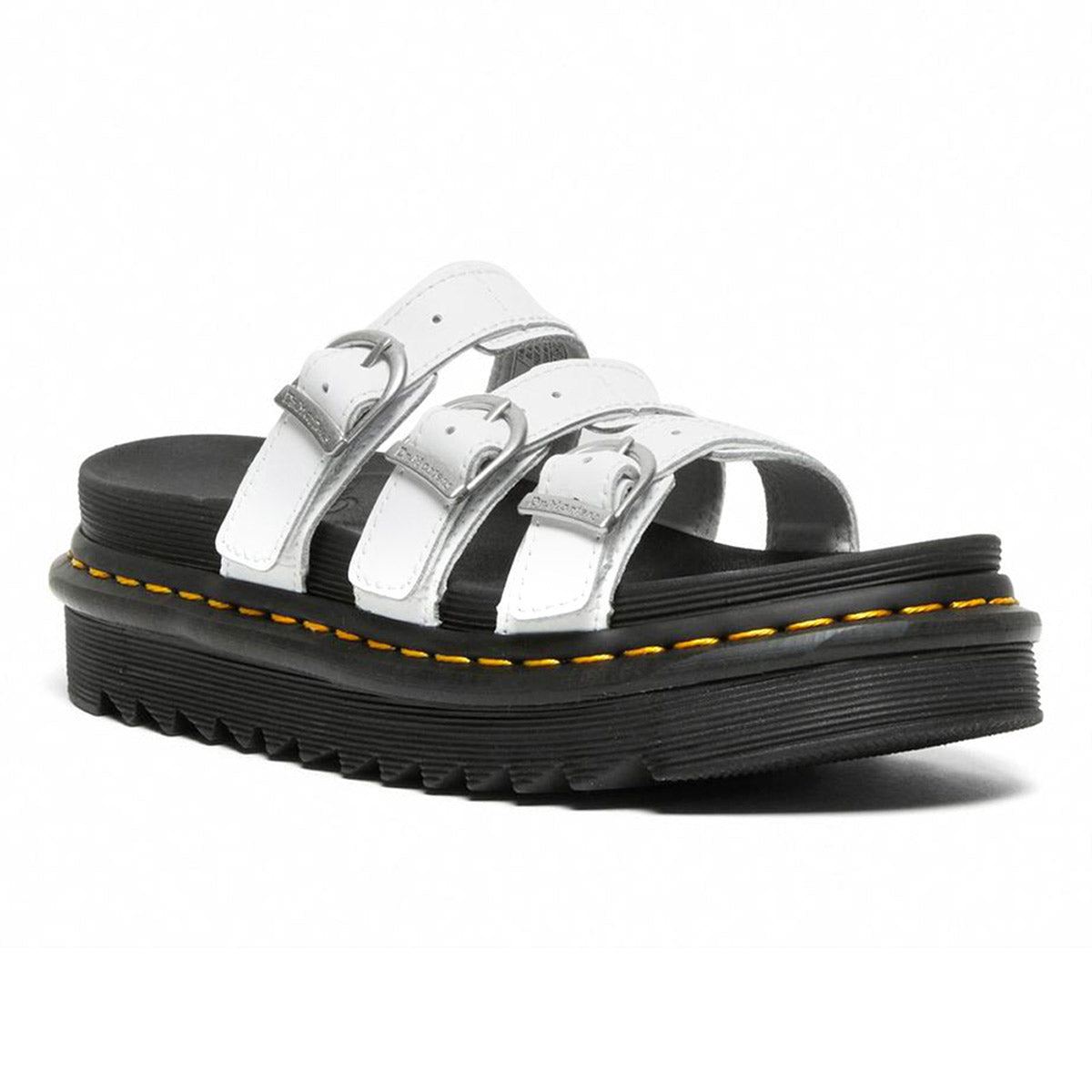 DR. MARTENS BLAIRE LEATHER SLIDE WHITE HYDRO - WOMENS