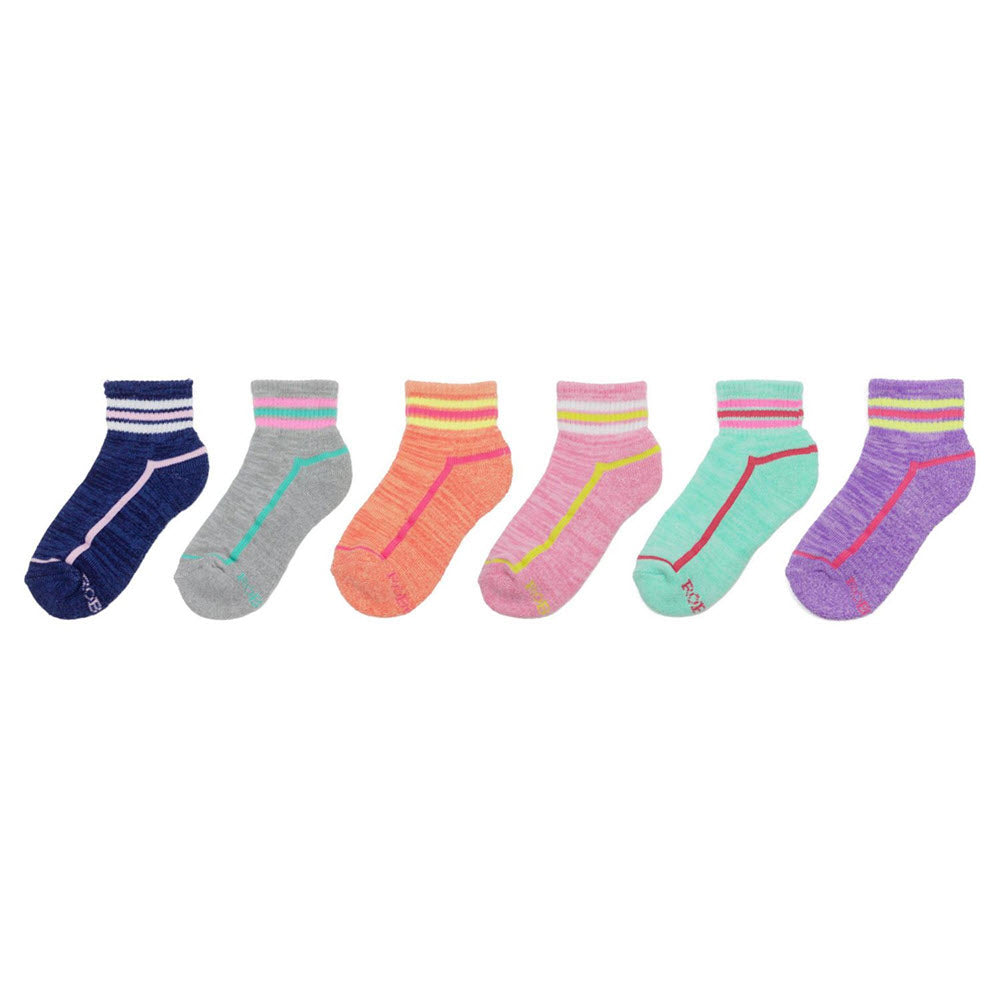 A collection of six pairs of Robeez quarter socks displayed side by side against a white background.