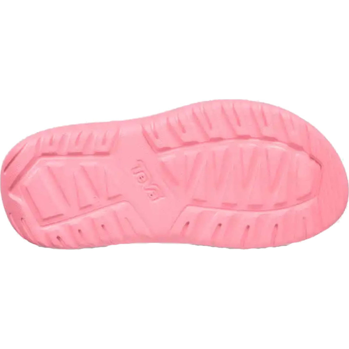 A Teva Hurricane Drift Pink Lemonade - Kids outdoor sandal with tread pattern and an adjustable hook-and-loop strap.