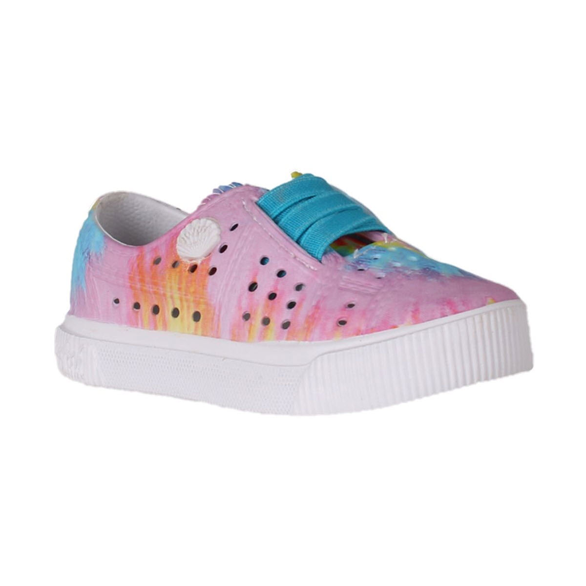 Kids&#39; Blowfish Rioo Toddlers Pastel Tie Dye Slip-On sneaker with aqua blue details and a cushioned insole.