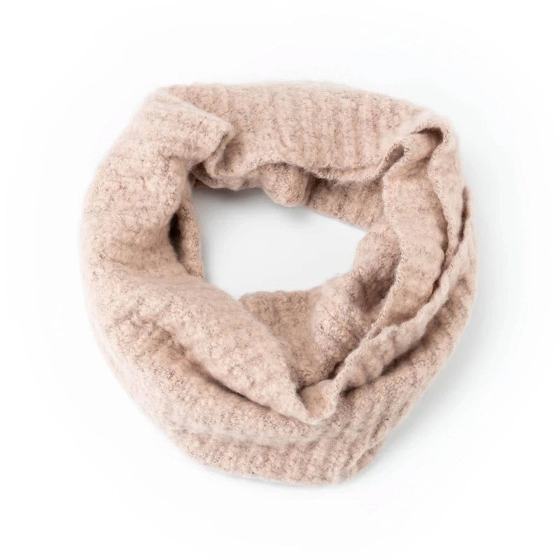 Blush Pink Britts Knits Infinity Scarf isolated on a white background.