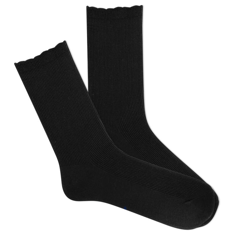 A pair of black K. Bell Soft & Dreamy Microfiber Rib Crew Socks on a white background.