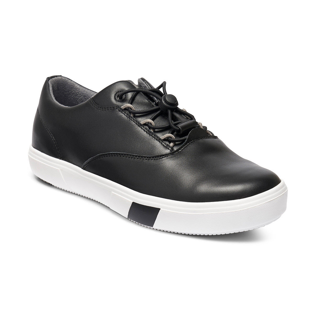 Anodyne black Nappa leather sneaker with white sole.