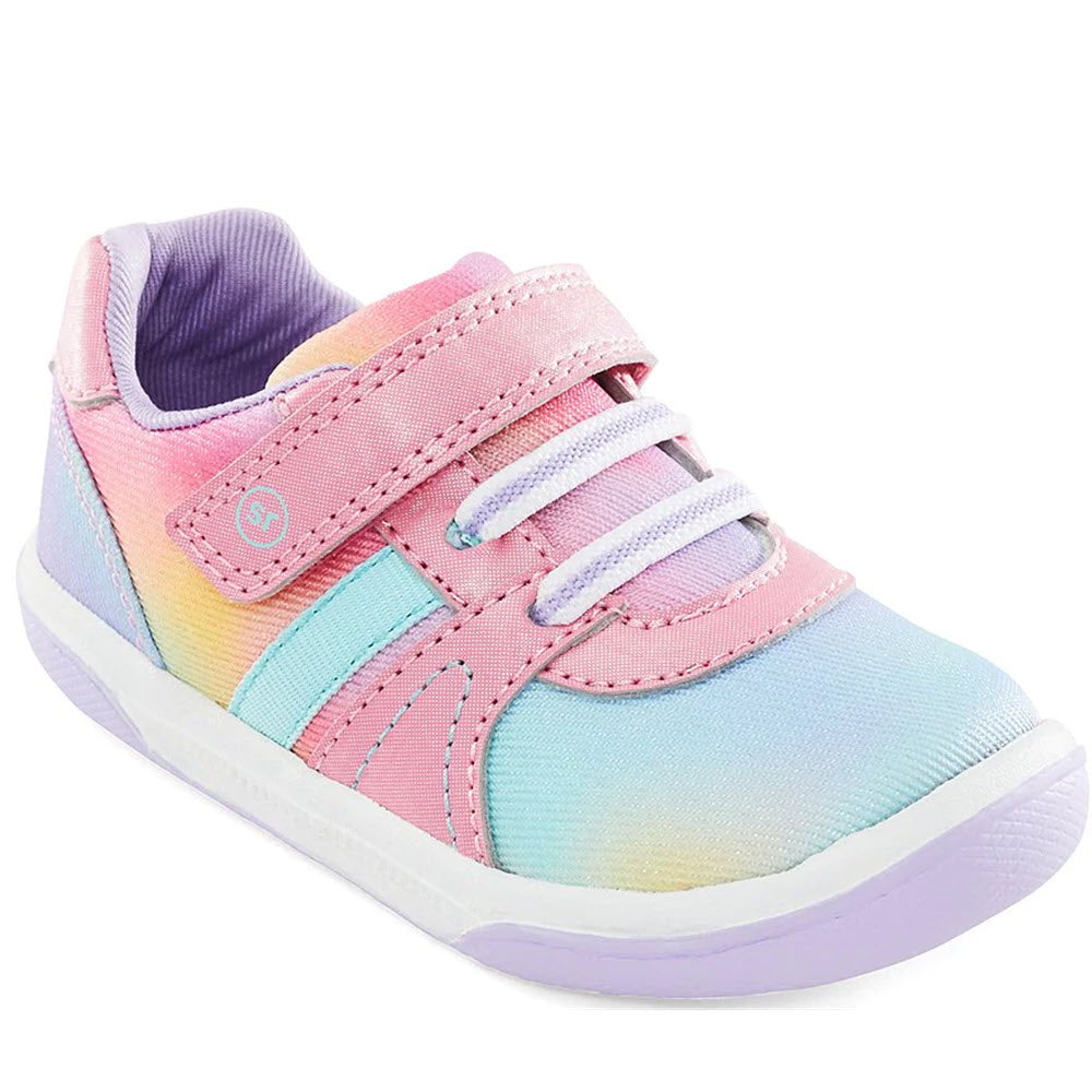 Pastel-colored Stride Rite Thompson Tropical Pink - Toddlers Sneaker with velcro straps and a memory foam interior.