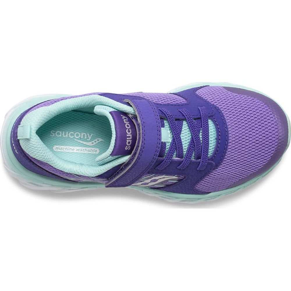 Top view of a breathable purple Saucony Wind A/C 2.0 sneaker.