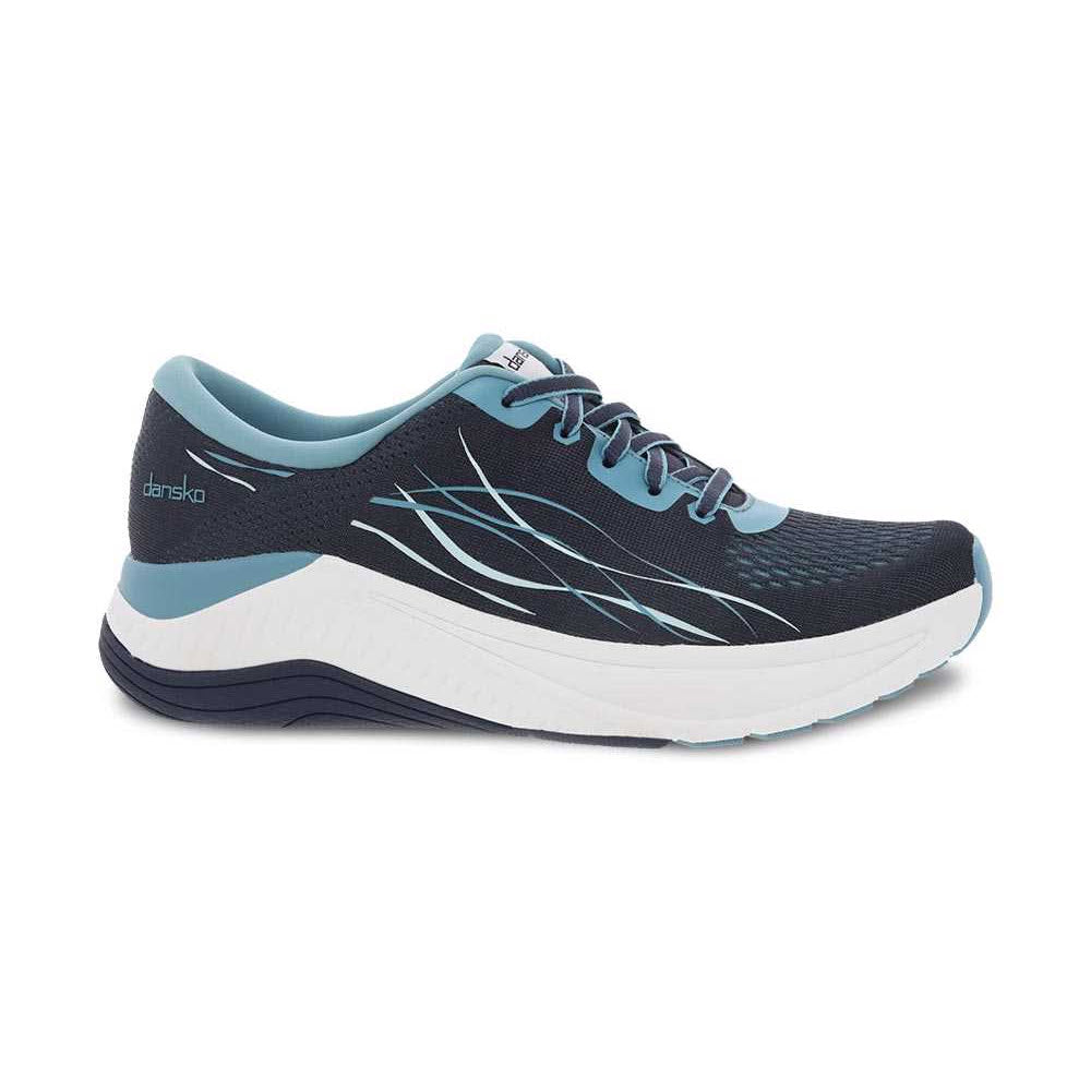 A single navy blue and white Dansko Pace athletic shoe with arch support on a white background.