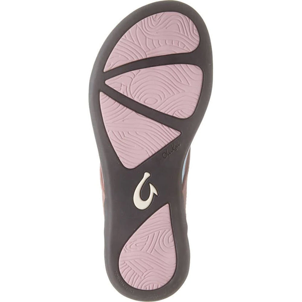 Sole of a beach sandal with Olukai logo.