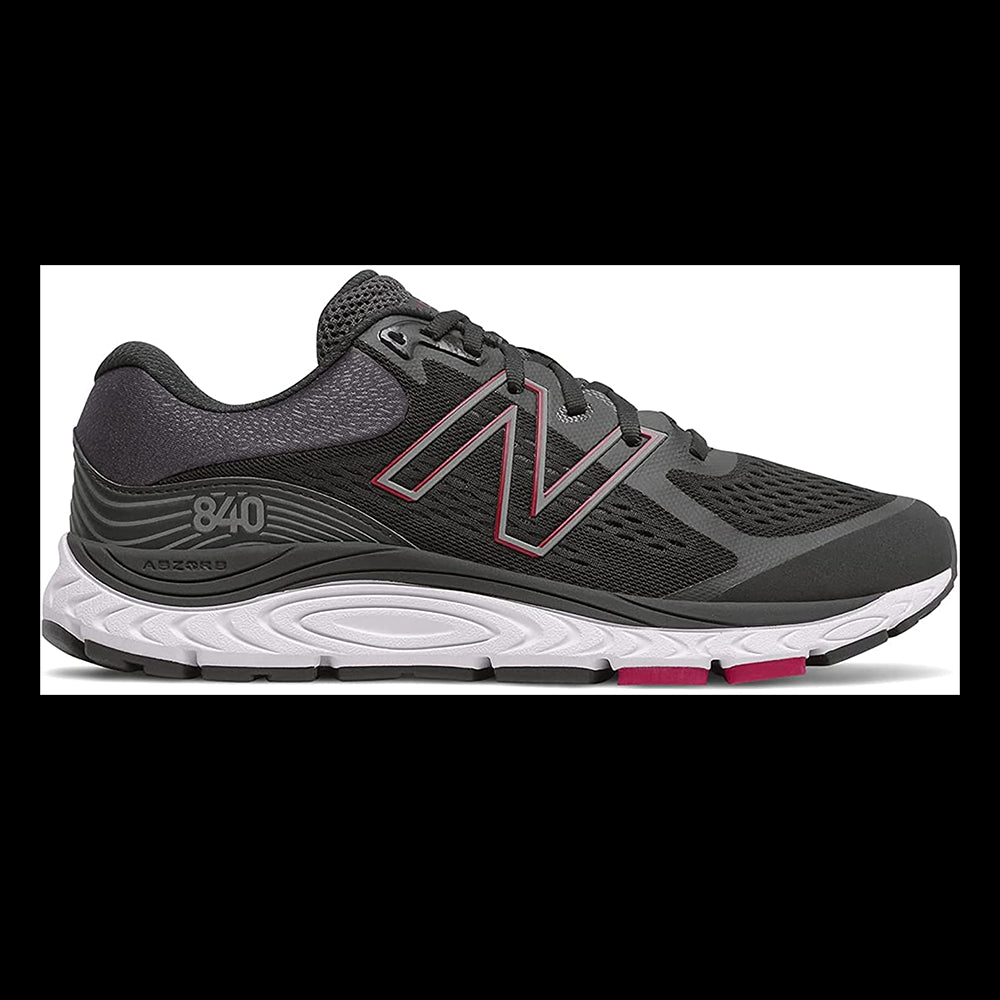Black and grey New Balance 840V5 running shoe with a white sole, pink detail, and ABZORB midsole.
Product Name: NEW BALANCE 840V5 BLACK/HORIZON - MENS
Brand Name: New Balance