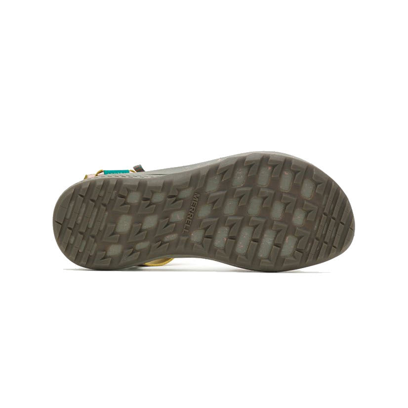 Sole of a hiking boot showing Merrell QuantumGrip™ outsole tread pattern.