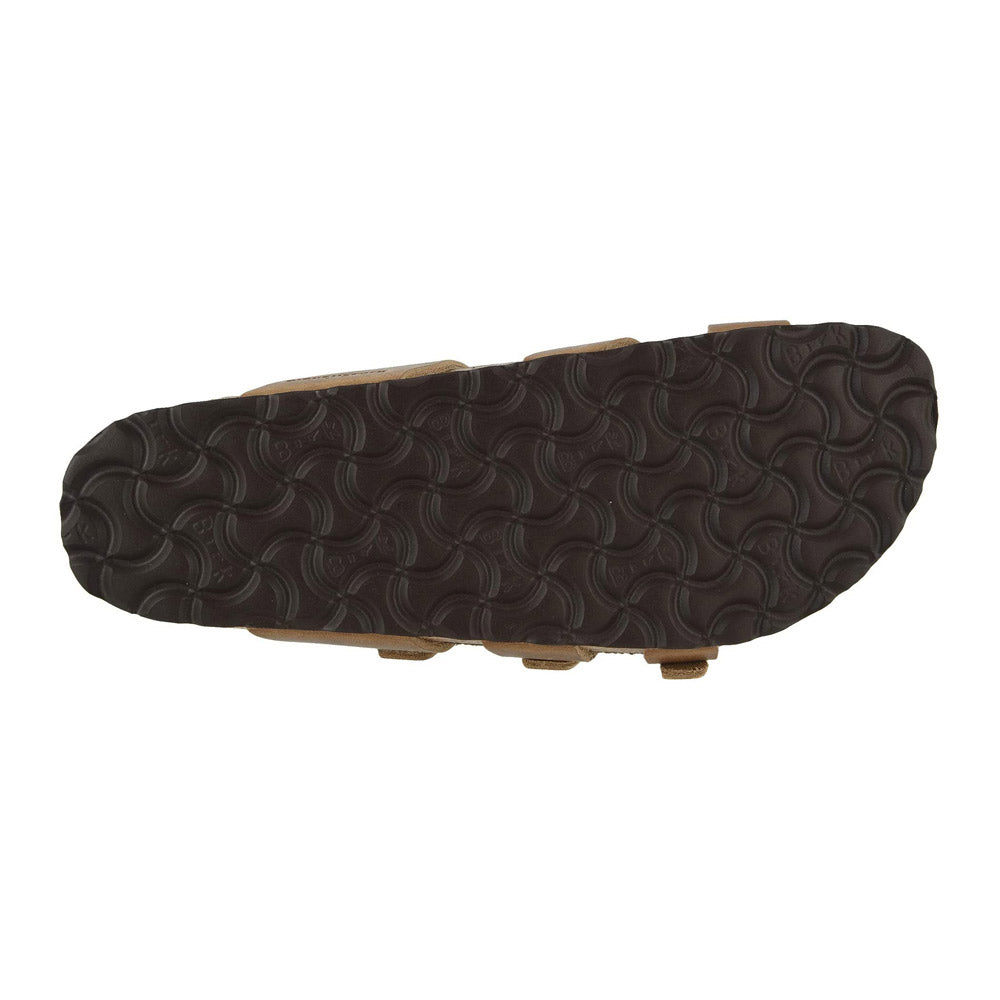 Sole of a Birkenstock Franca Tobacco Oiled Leather sandal showing tread pattern.