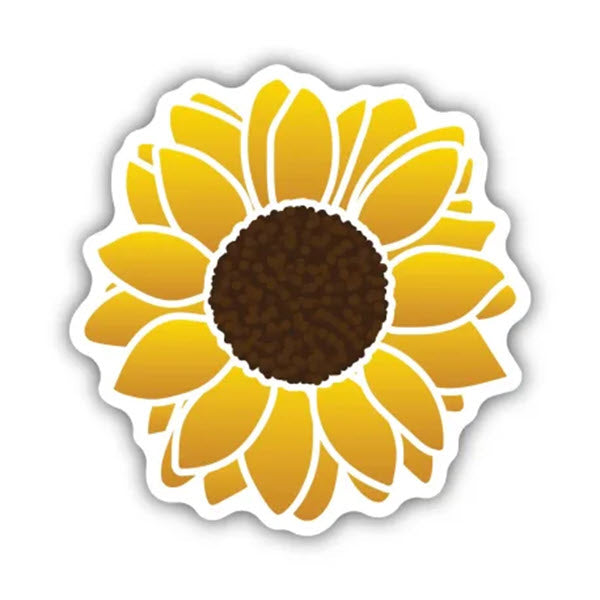 Stickers Northwest sunflower sticker with a weatherproof graphic illustration of a sunflower on a white background, perfect for water bottles.