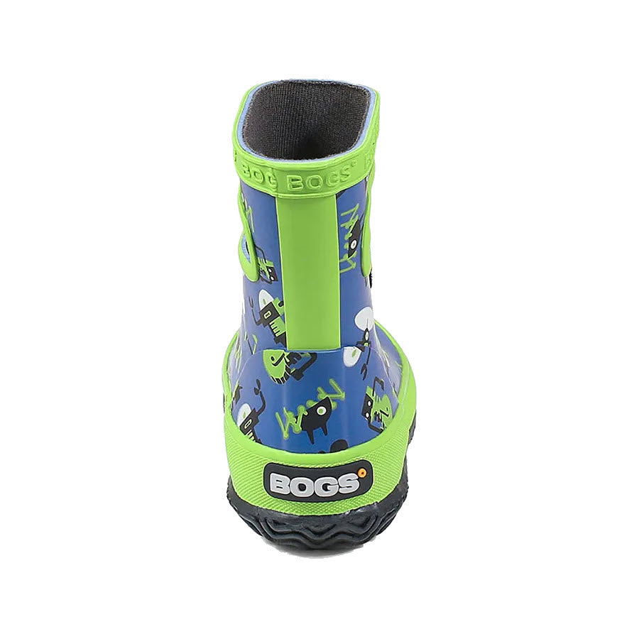 Child&#39;s Bogs Skipper Sparse Geo Navy Multi - Toddlers waterproof rain boot with pull-on handles.