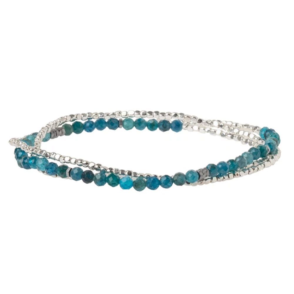 SCOUT Multilayered bracelet with blue semi-precious gemstone beads and silver chain.