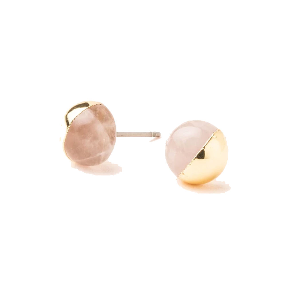 A pair of SCOUT DIPPED STONE EARRINGS ROSEGOLD with hypoallergenic gold-tone settings on a white background.