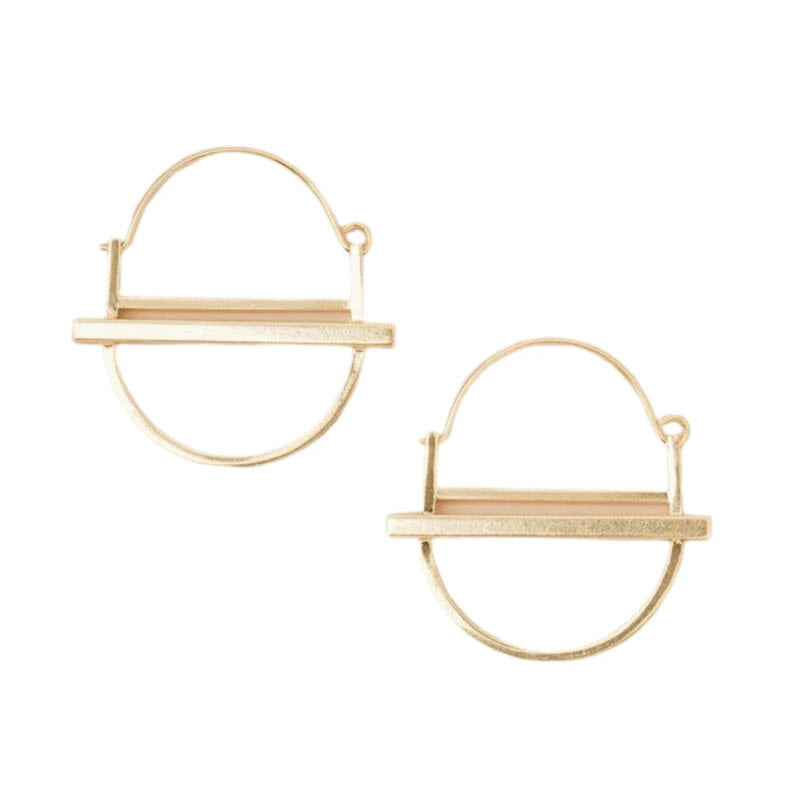 A pair of SCOUT SATURN HOOP EARRINGS GOLD on a white background.