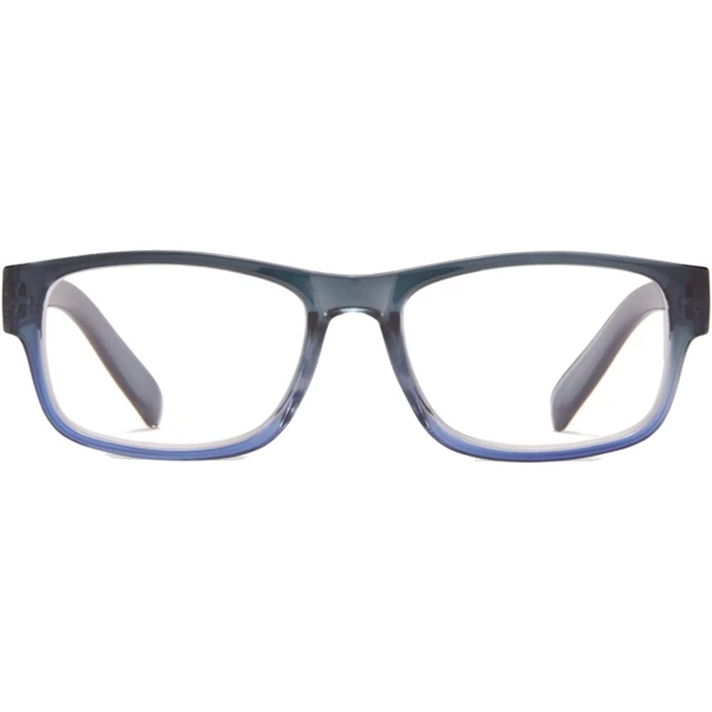 A pair of two-toned ICU Eyewear Winchester reading glasses with no lenses on a white background.