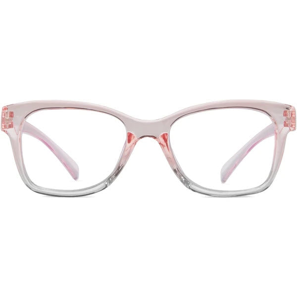 ICU Eyewear Blush Oval crystal frame eyeglasses on a white background.