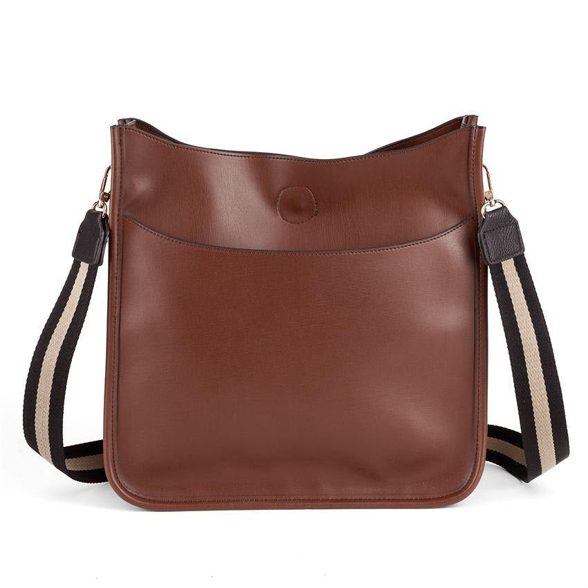 Brown vegan leather COCO &amp; CARMEN shoulder bag with a contrast strap.