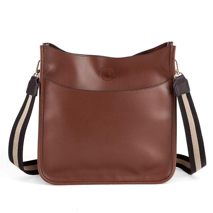 Brown vegan leather COCO & CARMEN shoulder bag with a contrast strap.