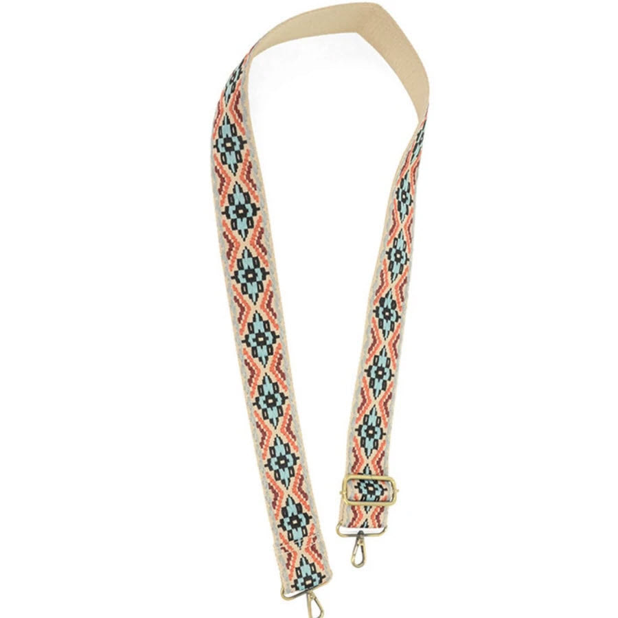Decorative woven guitar strap with boho patterns, such as the Joy Susan Guitar Strap in Turquoise Multi.