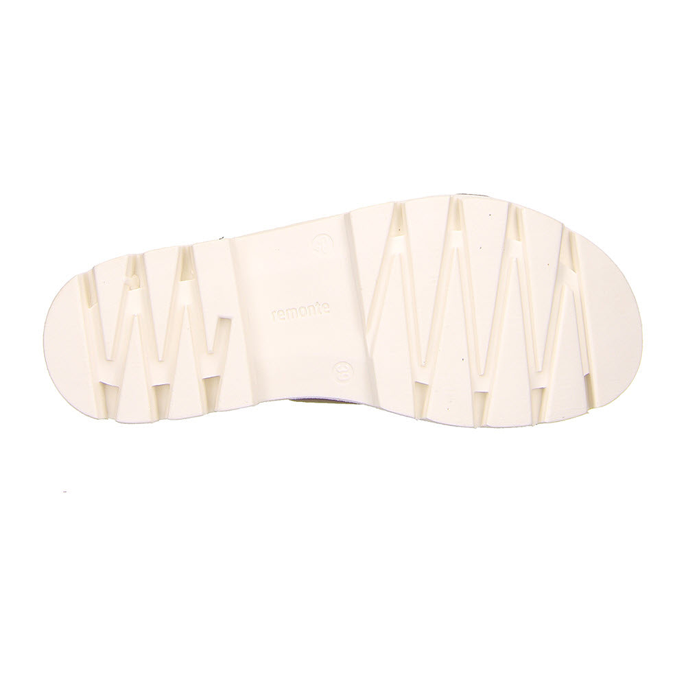Sole of a Remonte Chunky Sole Slide Brown - Womens with a geometric tread pattern.