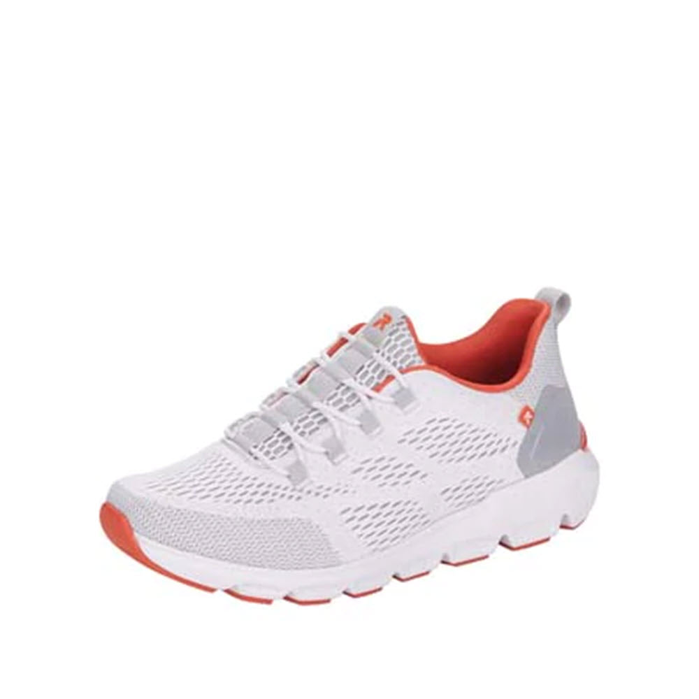 White Revolution Chunky Mesh Walker running shoe with red accents on a white background.