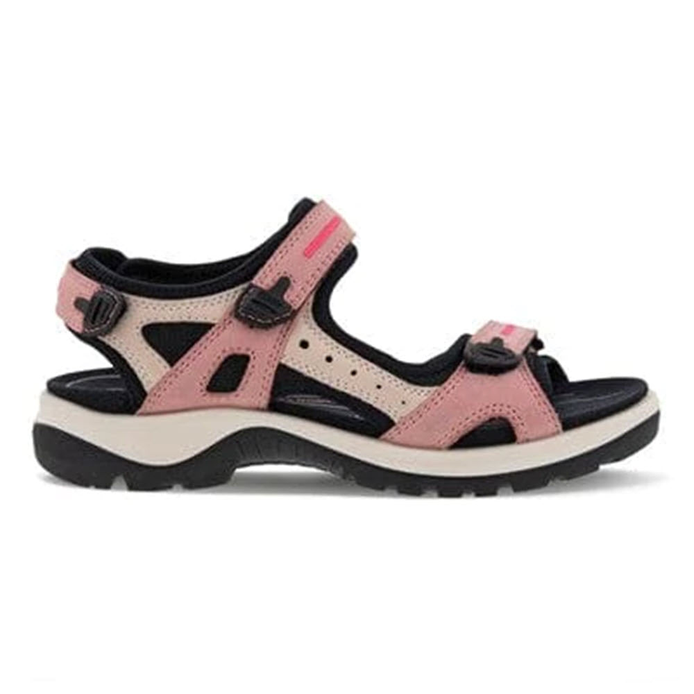 A single ECCO YUCATAN ROSE/ROSE DUST - WOMENS sport sandal with adjustable straps and a nubuck upper, designed for outdoor wear.