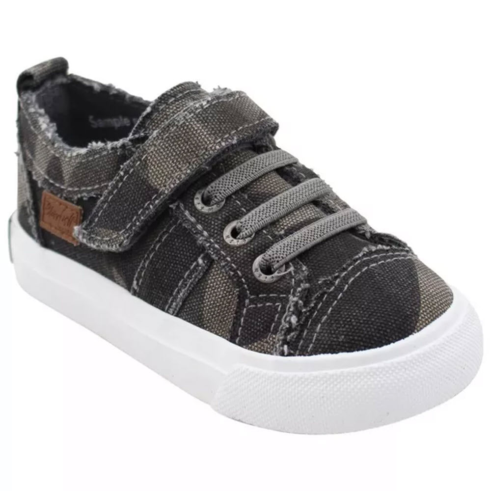 Toddler&#39;s Blowfish Pauly Grey Camouflage Casual Shoe with elastic straps.