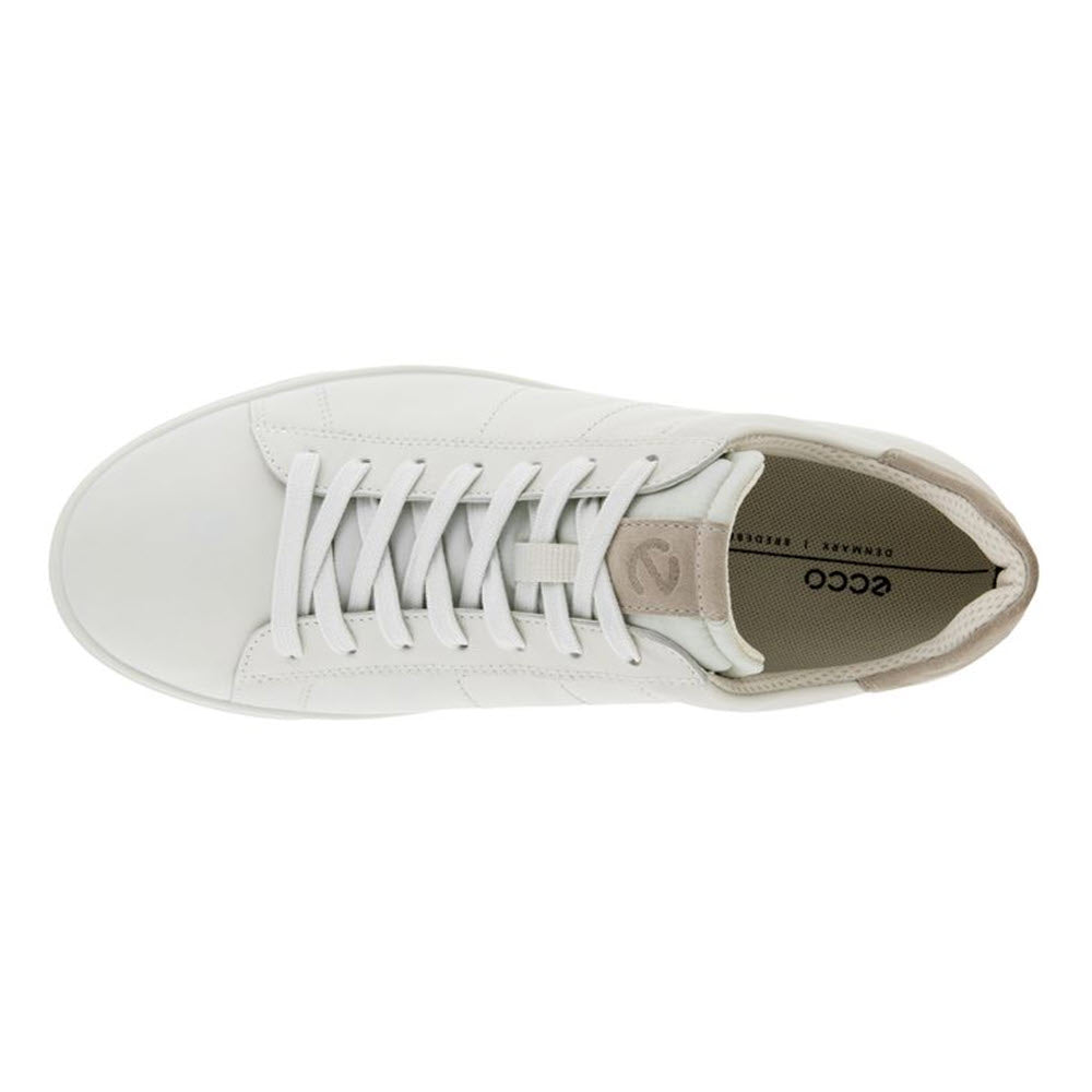 Ecco Street Lite Retro sneaker white with laces viewed from above.