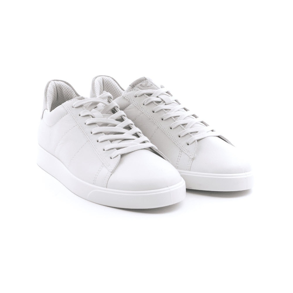 A pair of ECCO STREET LITE RETRO SNEAKER WHITE/GRAVEL - MENS sneakers on a white background.