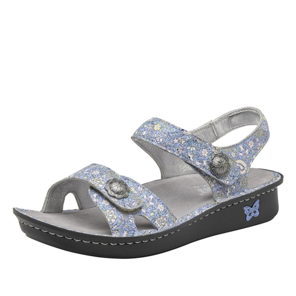 A Alegria Vienna Smooth Jazz women&#39;s slingback sandal with adjustable hook-and-loop closures and a low heel.