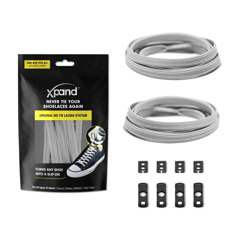 XPAND LACES STEEL elastic no-tie shoelace system with anchors and laces on display ensures a comfortable fit.