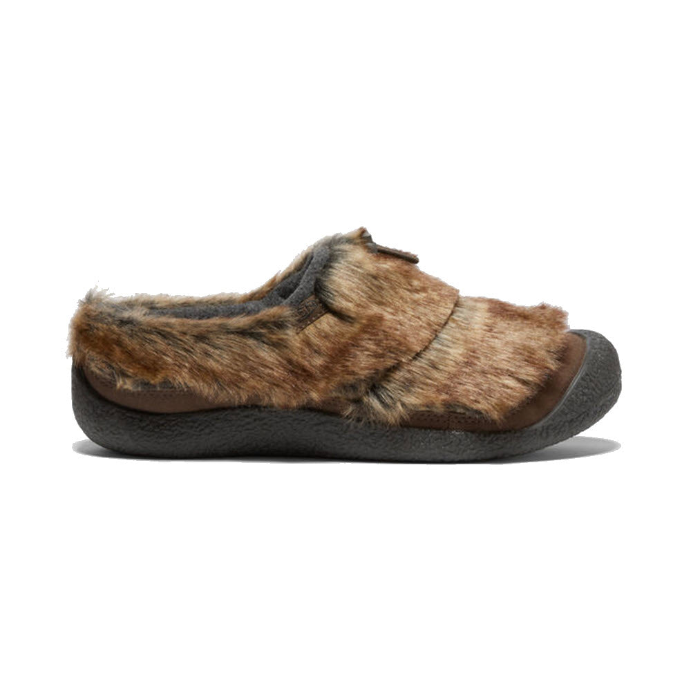 Furry hybrid slip-on clog with a strap on a white background, KEEN HOWSER III SLIDE CANTEEN - WOMENS by Keen.