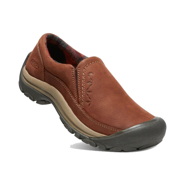Brown casual KEEN KACI III WINTER slip-on shoe with a gray sole and waterproofing.