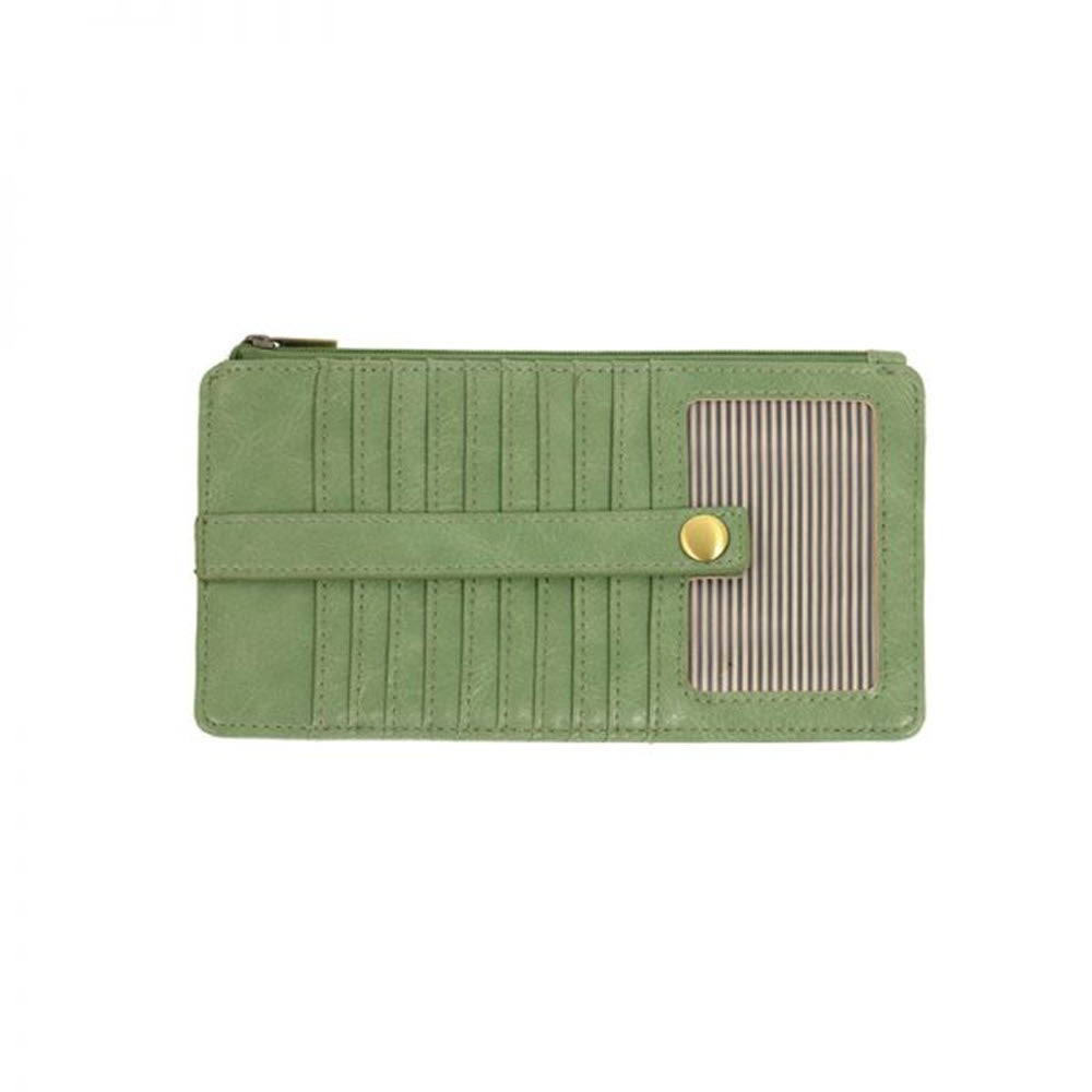 Joy Susan Kara Wallet Fern with a striped metal clasp closure.