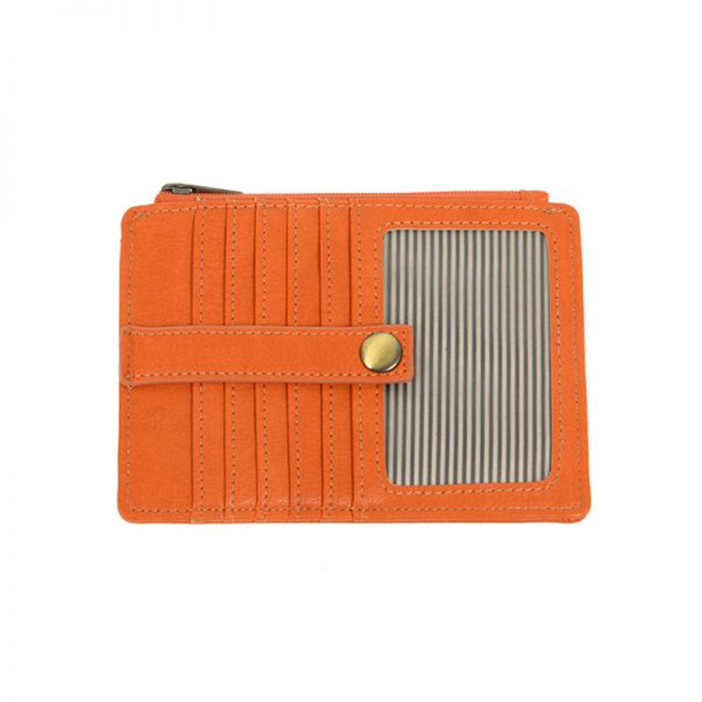 Orange JOY SUSAN PENNY MINI TRAVEL WALLET PAPAYA with striped lining and snap button closure.