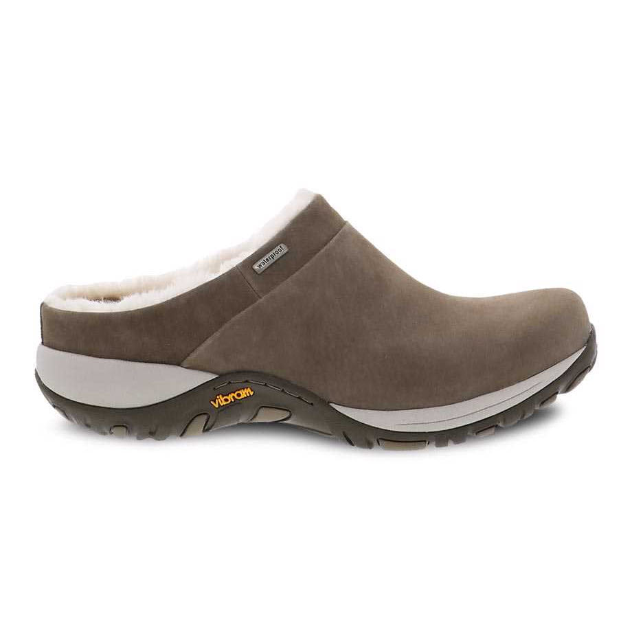 A single brown slip-on clog with white lining and a Vibram rubber outsole. 

Product Name: DANSKO PARSON WALNUT BURNISHED - Dansko