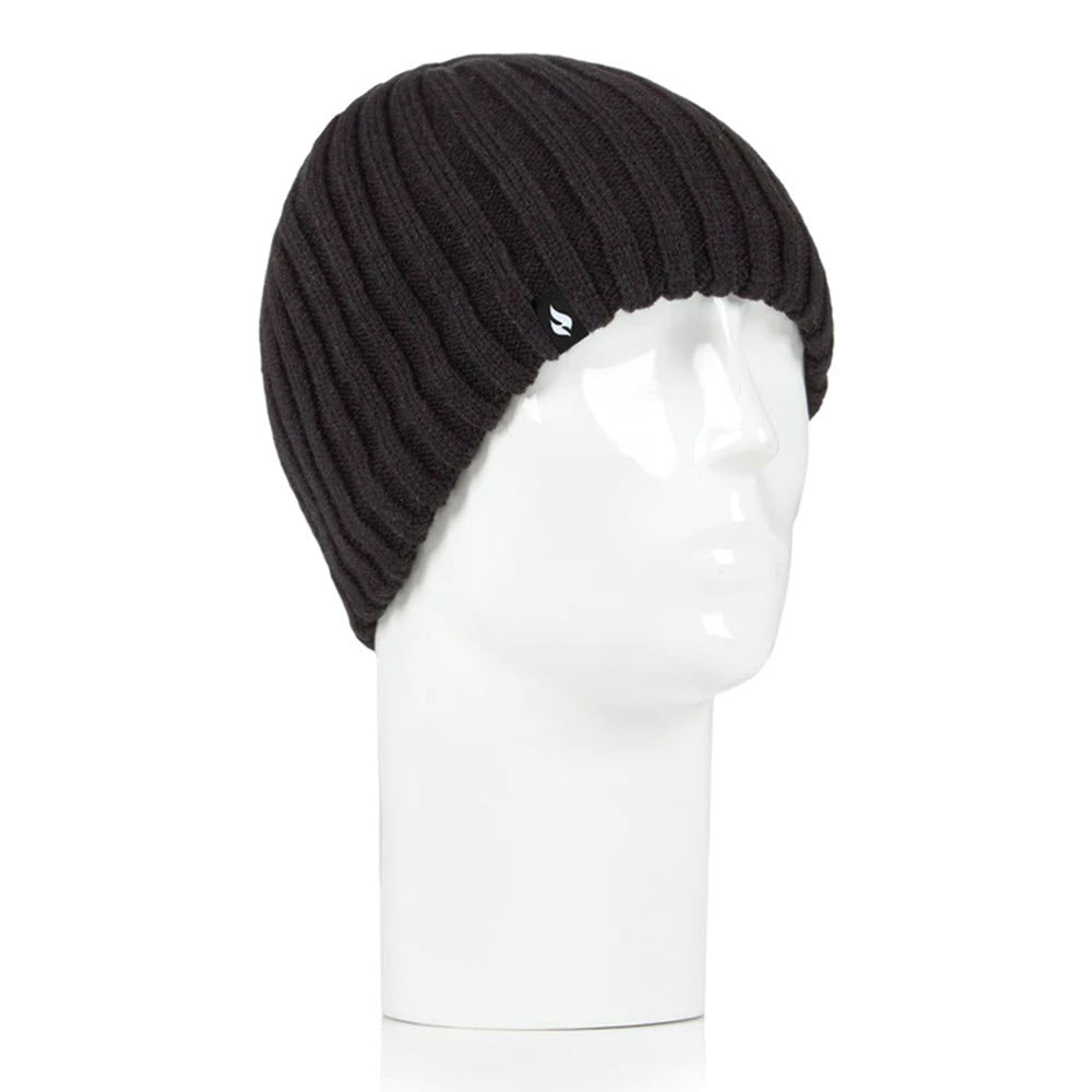 A mannequin head wearing a dark Heatholders Hudson Mens Hat Black with HeatWeaver insulation.