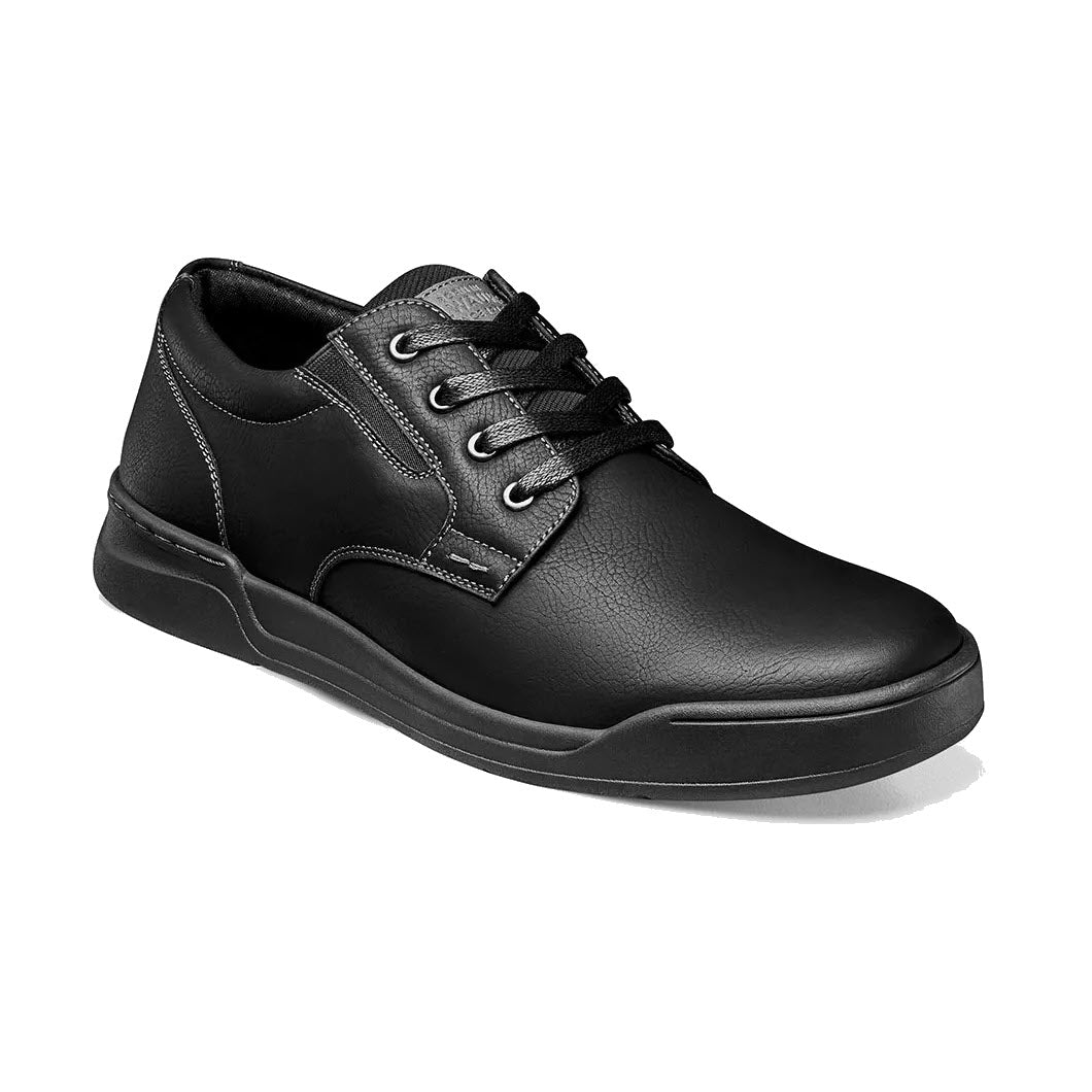 Nunn Bush Tour Work Plain Toe Oxford Black - Men&#39;s lace-up casual shoe against a white background.