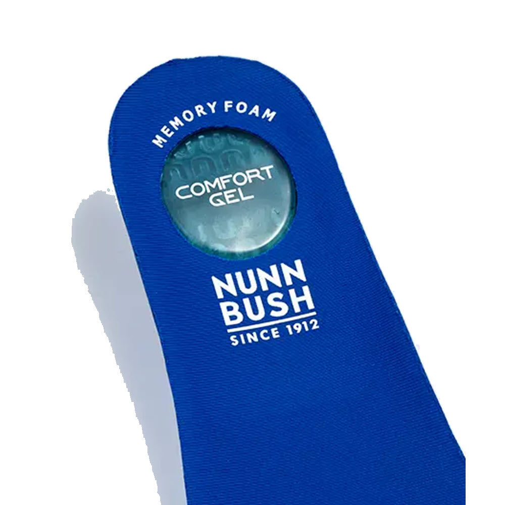 A Nunn Bush KORE Pro shoe insole with memory foam and a comfort gel feature, designed for the Nunn Bush KORE PRO PLAIN TOE OXFORD BLACK MENS and offering slip-resistant qualities.