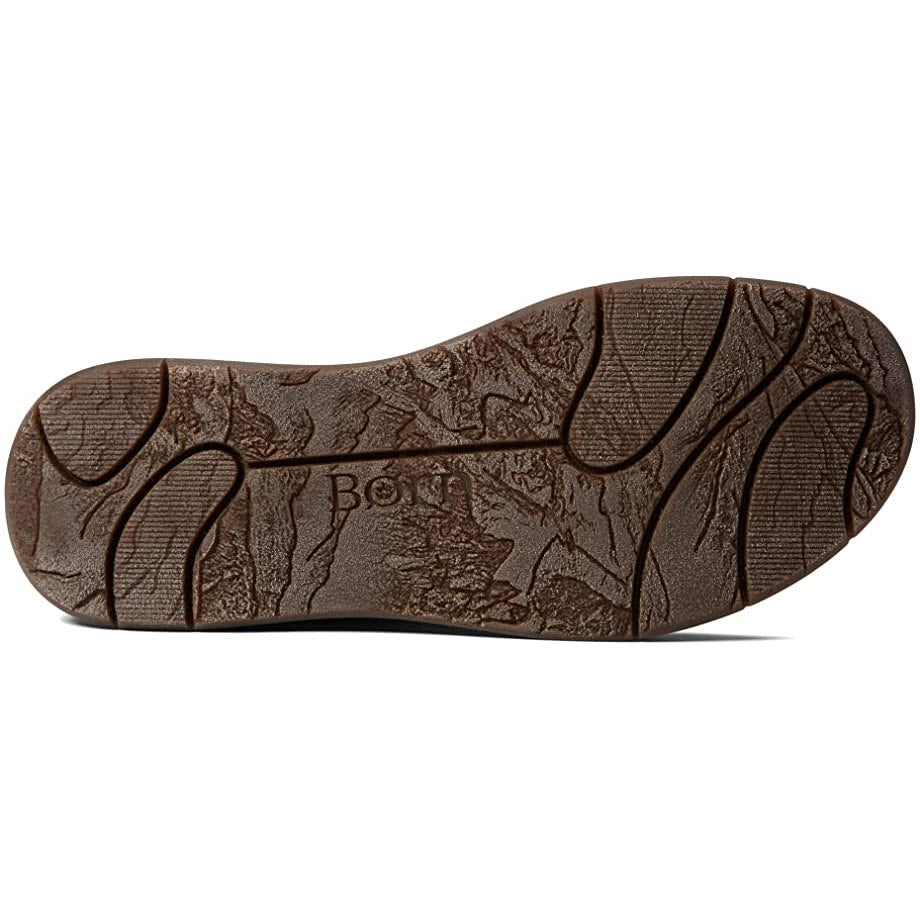 Tread pattern of a Born Bronson lace-up brown shoe sole.