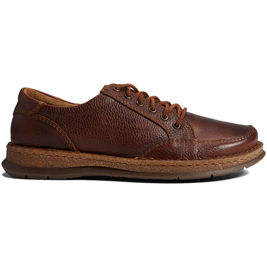 Born Bronson Lace Chestnut - Mens casual shoe with a removable leather insole on white background.