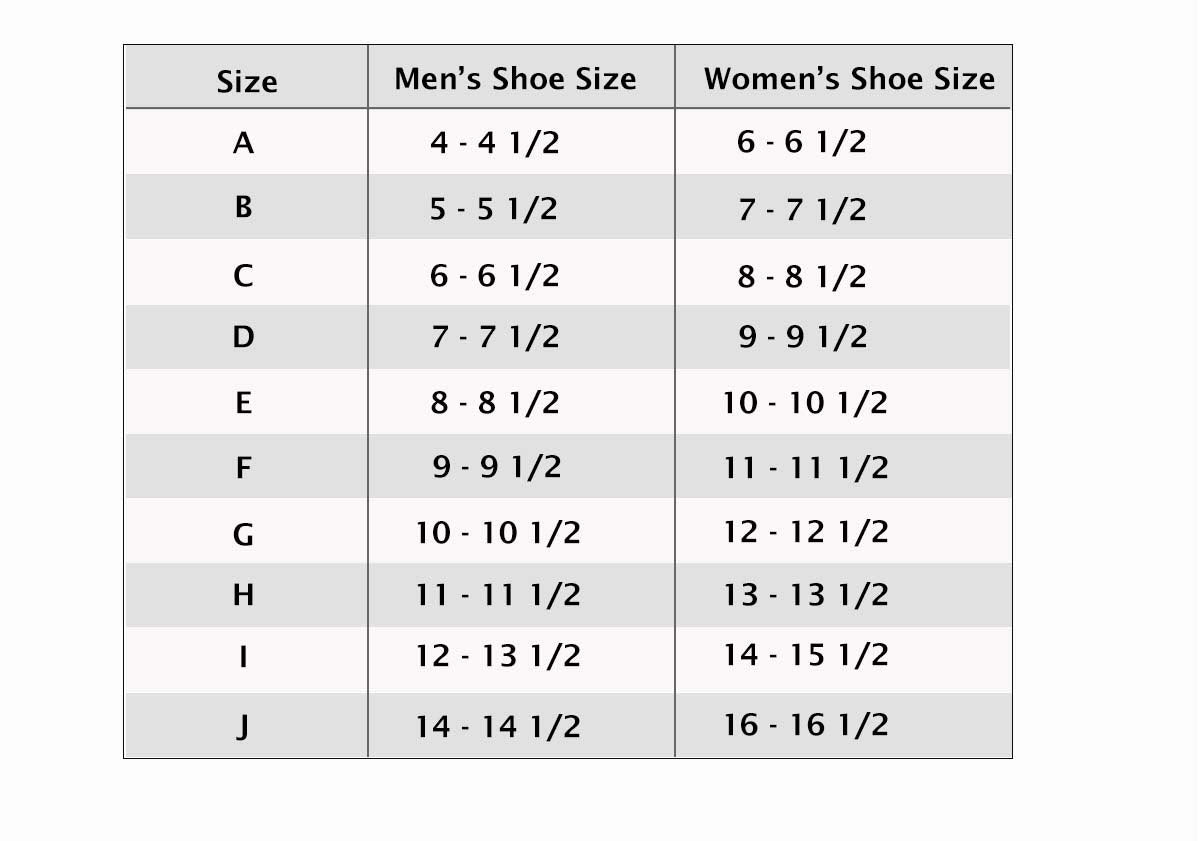 Men&#39;s and women&#39;s shoe size conversion chart with Powerstep PINNACLE MAXX SUPPORT REPLACEMENT INSOLE insoles.